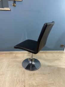 Chaise design pied tulipe chrome et skaï