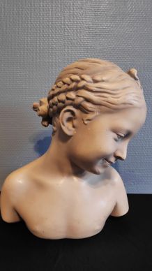 buste "la rieuse" d'après Jean-Baptiste Pigalle en plâtre
