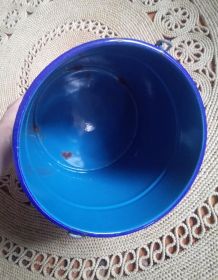 Ancien seau d'aisance émaillé bleu - Années 50