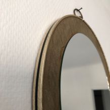 Miroir vintage 1960 ovale asymétrique doré - 33 cm 