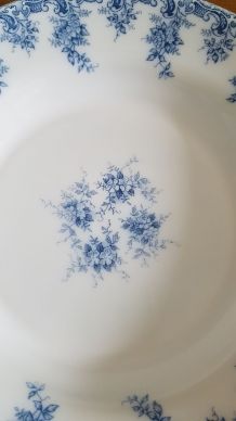 Grand plat de service fleuri bleu RIVANEL