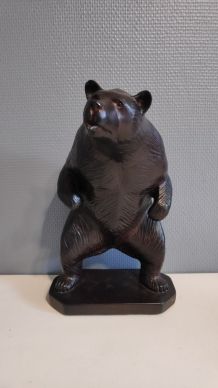 ours brun en plâtre signé Patrick Verdier