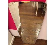 Miroir rétroviseur 75 x 35 cm laiton rainures 1960        