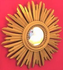 Miroir soleil bois doré  32 cm, 1950