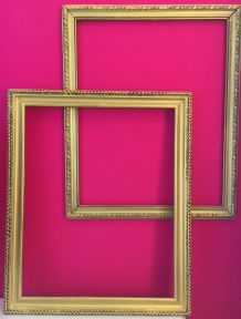 Ensemble de 2 cadres ancien bois doré, milieu XXe 