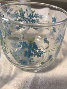 9 verres à eau myosotis veronica fleurs bleues