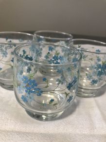 9 verres à eau myosotis veronica fleurs bleues