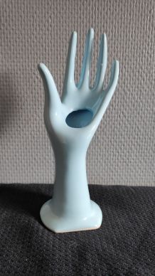 soliflore main bleu clair en céramique