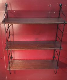 Etagere scandinave 1940 a 50 tomado, acier et 3 plateaux 65x