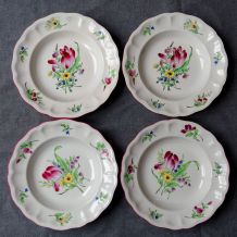 Lot 4 assiettes anciennes Luneville Réverbère 
