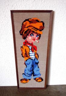 Cadre Poulbot en canevas - Années 70