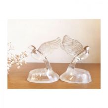 Couple colombes en cristal d’arques vintage 