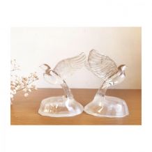 Couple colombes en cristal d’arques vintage 