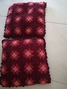 2 coussins crochet vintage