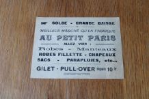 Affichette publicitaire années 30/40