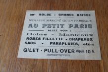 Affichette publicitaire années 30/40