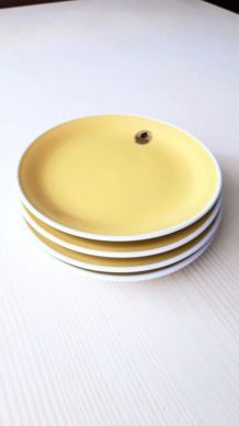 4 assiettes dessert vintage jaune Rössler