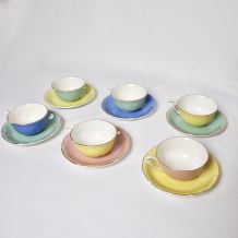  6 tasses et sous tasse colorées pastel