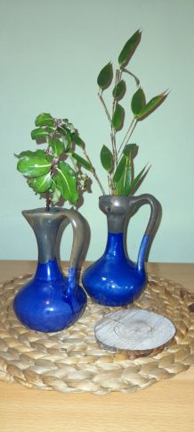 Duo de vases bleu de cobalt 