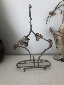 Double porte bouteilles en métal argenté 