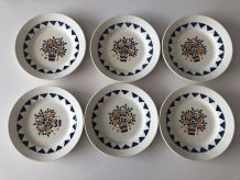 6 assiettes plates en faïence de LONGWY modèle NEUILLY
