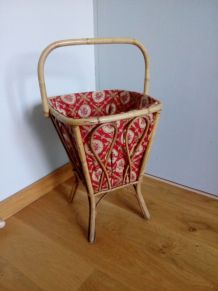  Travailleuse panier à tricot en osier des années 60