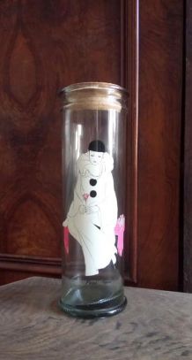 Ancien bocal en verre Pierrot 