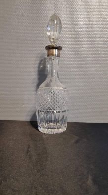 carafe en cristal ciselé et argent avec bouchon