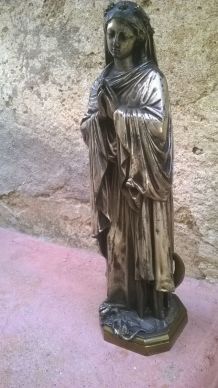 Vierge marie en bronze argenté