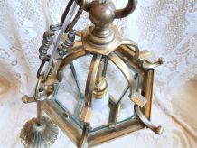 Lampe vintage bronze, suspension en bronze, lanterne bronze.