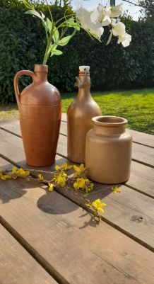 Trio de bouteilles/vases vintage pour déco indus/bistro