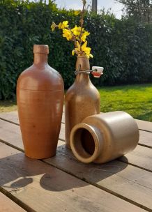 Trio de bouteilles/vases vintage pour déco indus/bistro