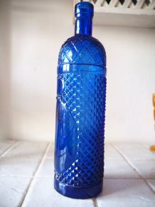 Lot de deux bouteilles en verre bleues italiennes Empoli 