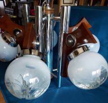 Lustre vintage Mazzega aux boules Murano 