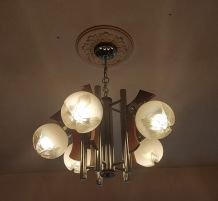 Lustre vintage Mazzega aux boules Murano 