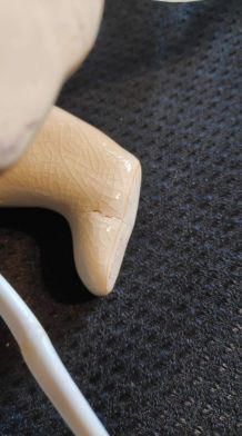 lampe ours céramique blanche et globe verre texturé