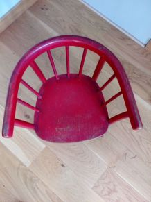 Fauteuil chaise enfant Japy en bois courbé laqué roug