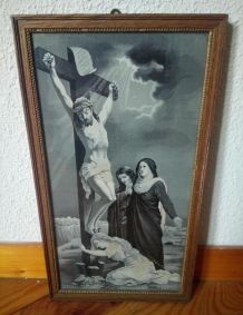 Cadre ancien du christ sur sa croix 