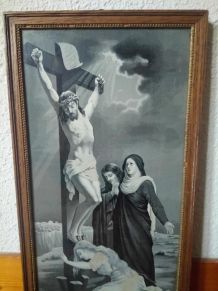 Cadre ancien du christ sur sa croix 