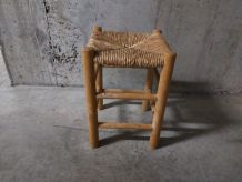 Tabouret paillé brut
