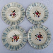 Lot 4 assiettes plates Sarreguemines "Claude"