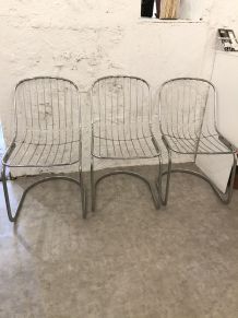 Lot 3 chaises en fer années 70