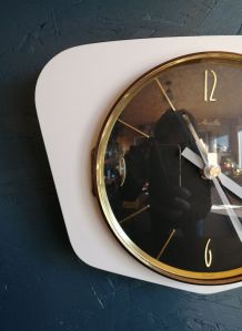 Horloge vintage, pendule murale "Mauthe Blanche et Noire"