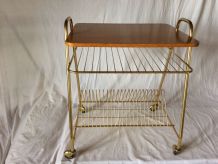 table desserte porte-vinyles et platine vintage