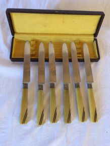 coffret de 6 couteaux de table Art Déco