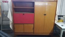 Beau meuble bureau/ bibliothèque/armoire bicolore années 50 