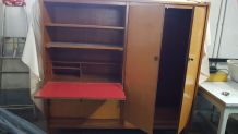 Beau meuble bureau/ bibliothèque/armoire bicolore années 50 