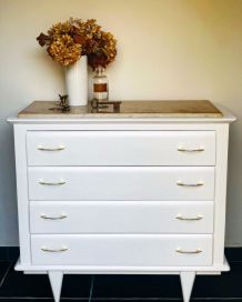 Commode blanche vintage 