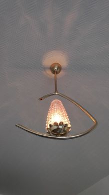 lustres en laiton et tulipes en verre parme 