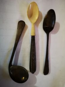lot 3 cuilleres à sirop Anciennes argentées 2 avec poinçons